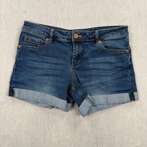 New York & Company Womens Denim Shorts Dark Wash Cuffed Size 6